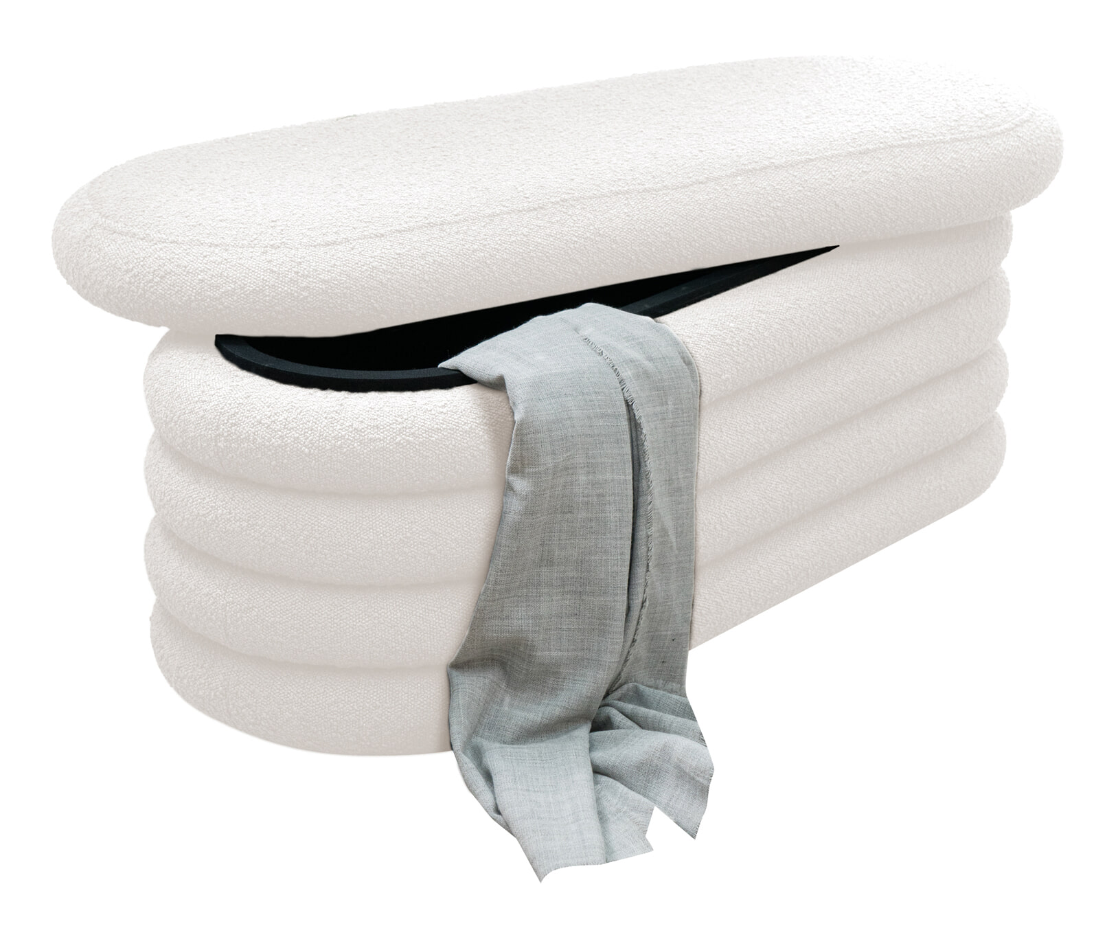 Artistiq Hocker 'Lucine' Met opbergruimte, Bouclé, kleur Wit
