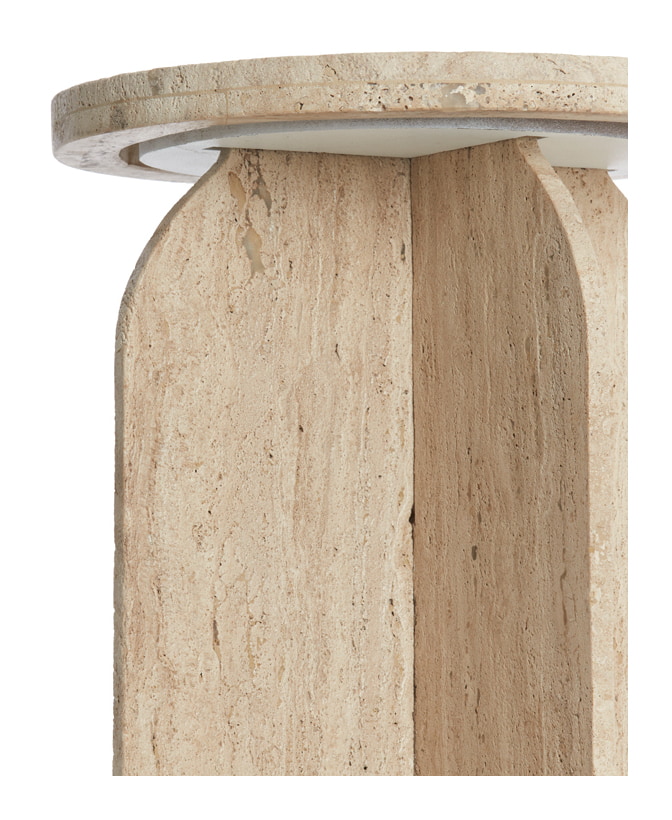 Light & Living Bijzettafel 'Otinia' Travertin, 48cm hoog, kleur Zand