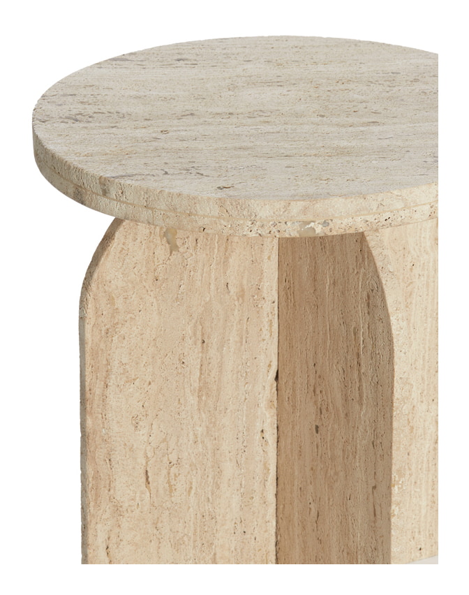 Light & Living Bijzettafel 'Otinia' Travertin, 48cm hoog, kleur Zand