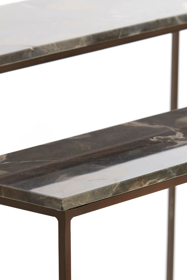 Light & Living Sidetable 'Morena' Set van 2 stuks, Marmer, kleur Bruin