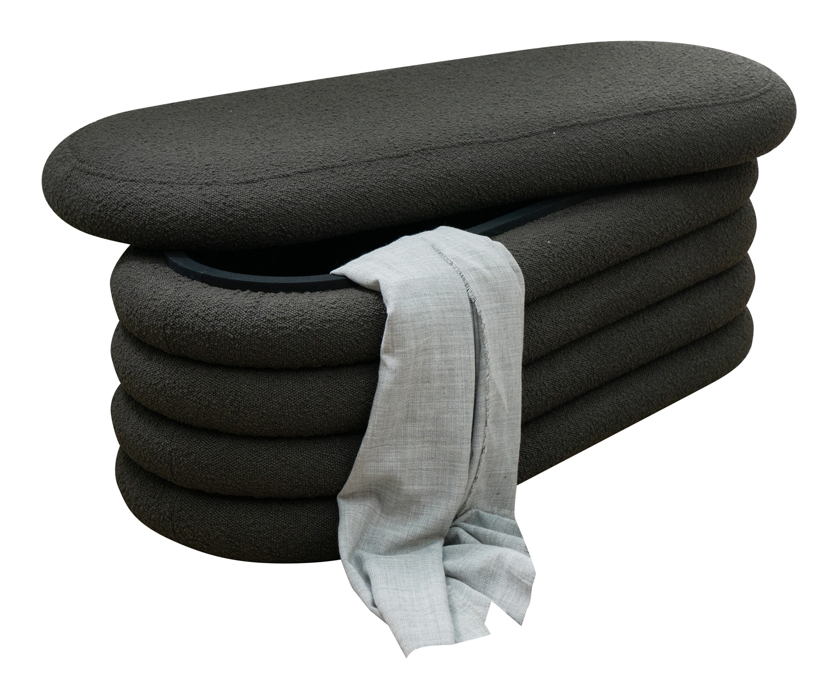 Artistiq Hocker 'Lucine' Met opbergruimte, Bouclé, kleur Antraciet