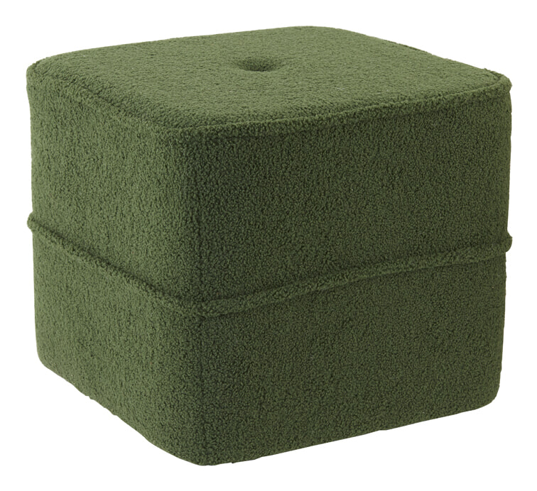 Light & Living Poef 'Kiki' Teddy, kleur Olijfgroen