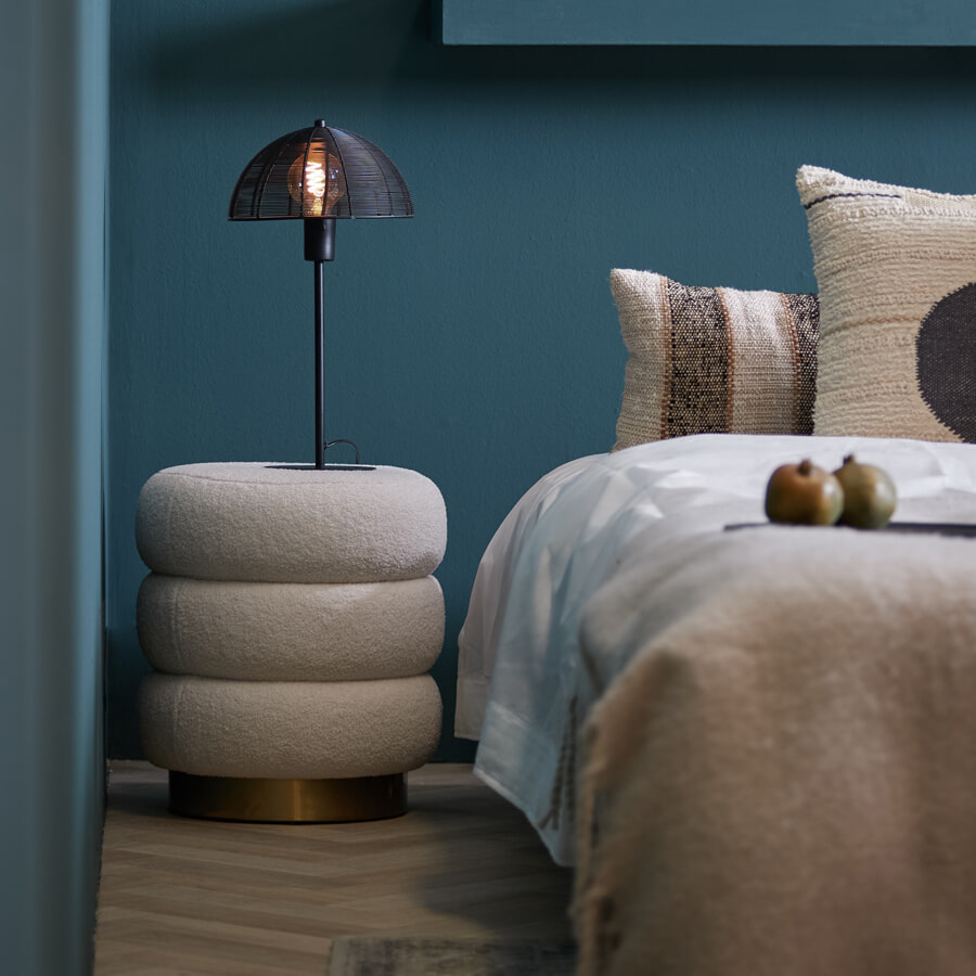 Light & Living Poef 'Kimi' Teddy, kleur Wit
