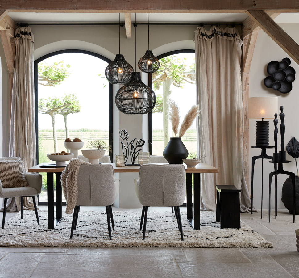 Light & Living Vloerkleed 'Xamuri' 300 x 200cm, kleur Naturel/Zwart