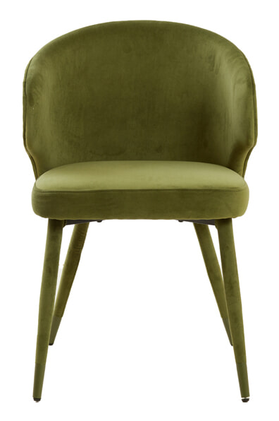 Light & Living Eetkamerstoel 'Kosaka' Velvet, kleur Olijfgroen