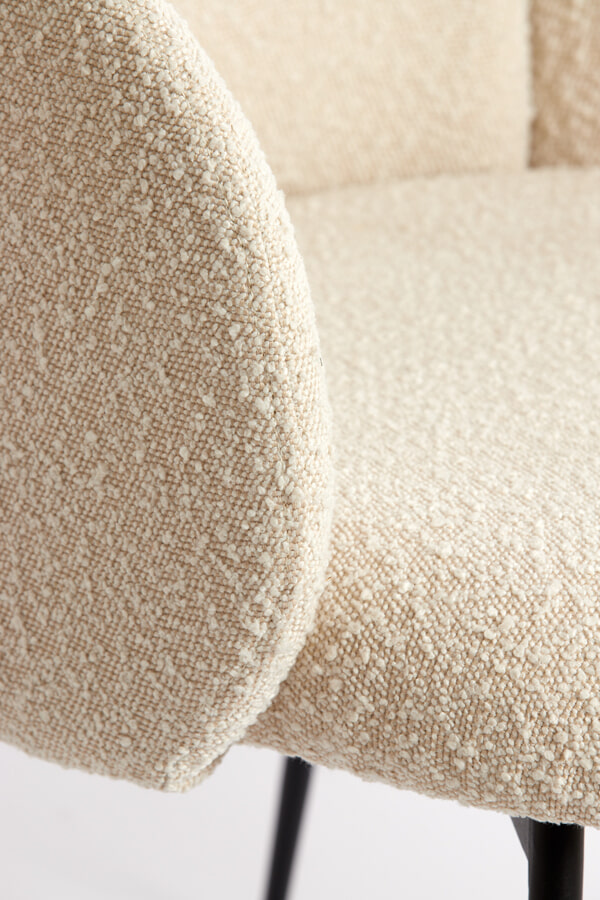 Light & Living Eetkamerstoel 'Chiba' Bouclé, kleur Crème