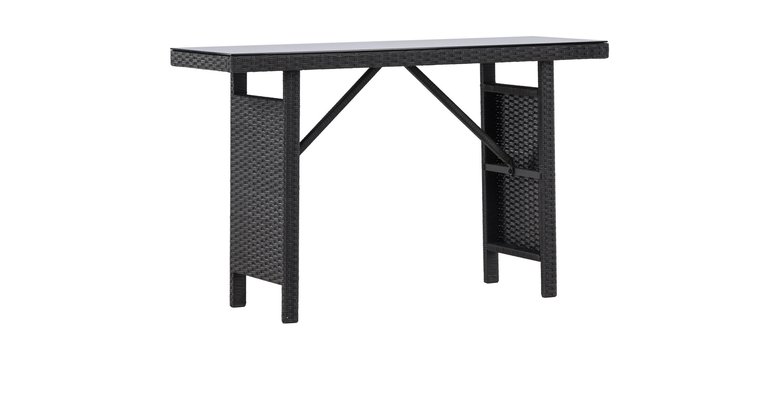 Nohr Outdoor Sidetable 'Davinia' Wicker, 120cm, kleur Zwart