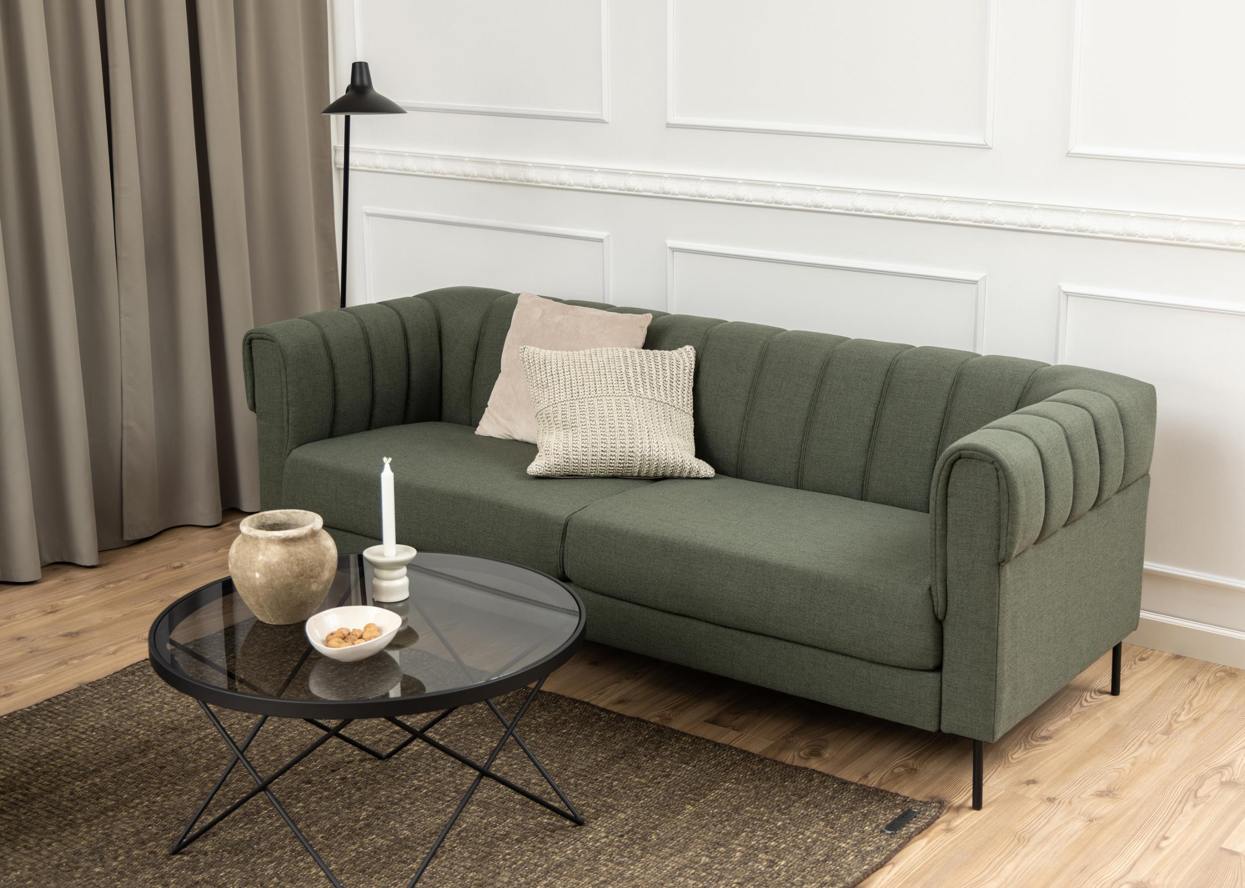 Bendt Ronde Salontafel 'Kira' Glas 80cm, kleur zwart