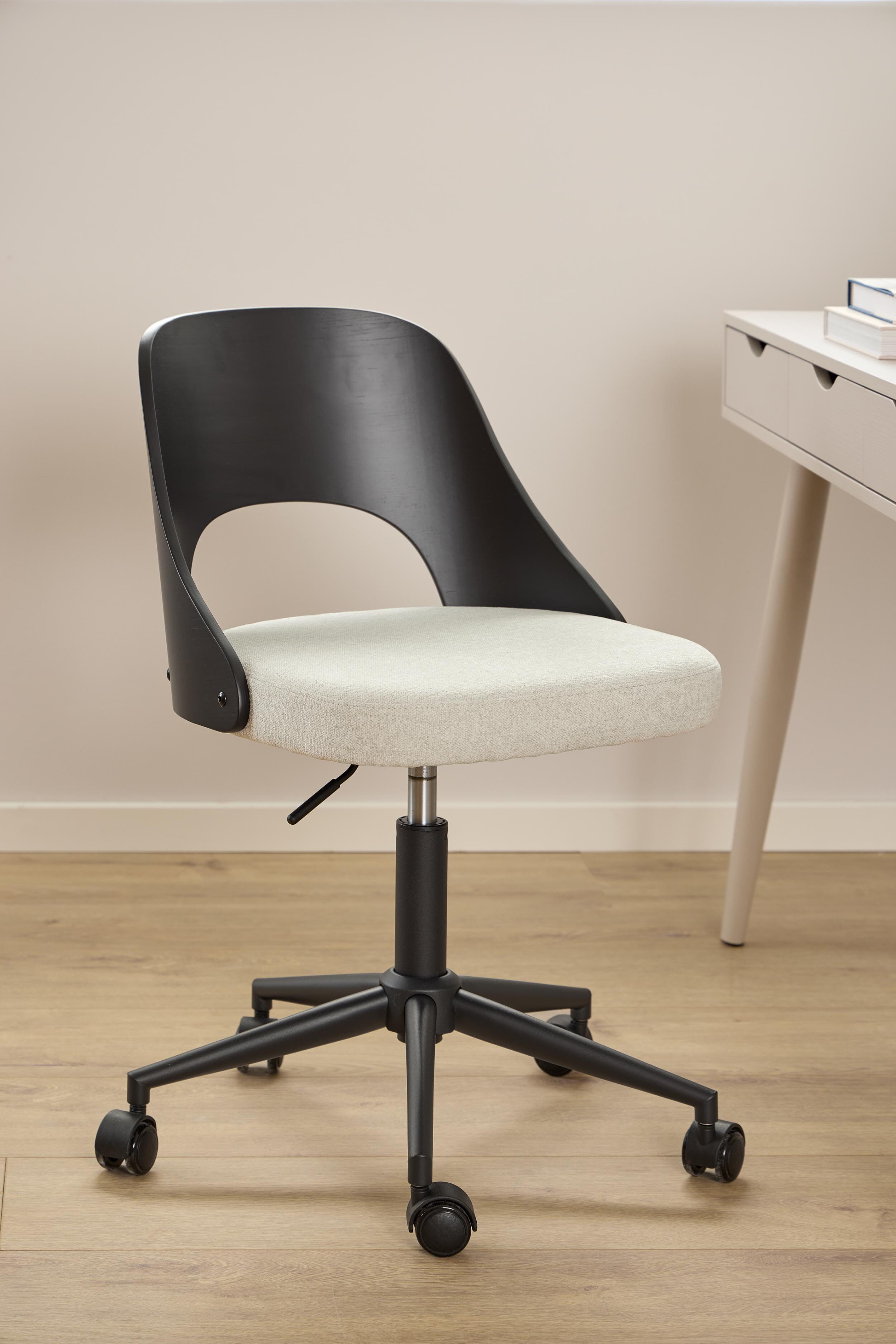 Bendt Bureaustoel 'Vila' Eiken en chenille, kleur Beige/Zwart