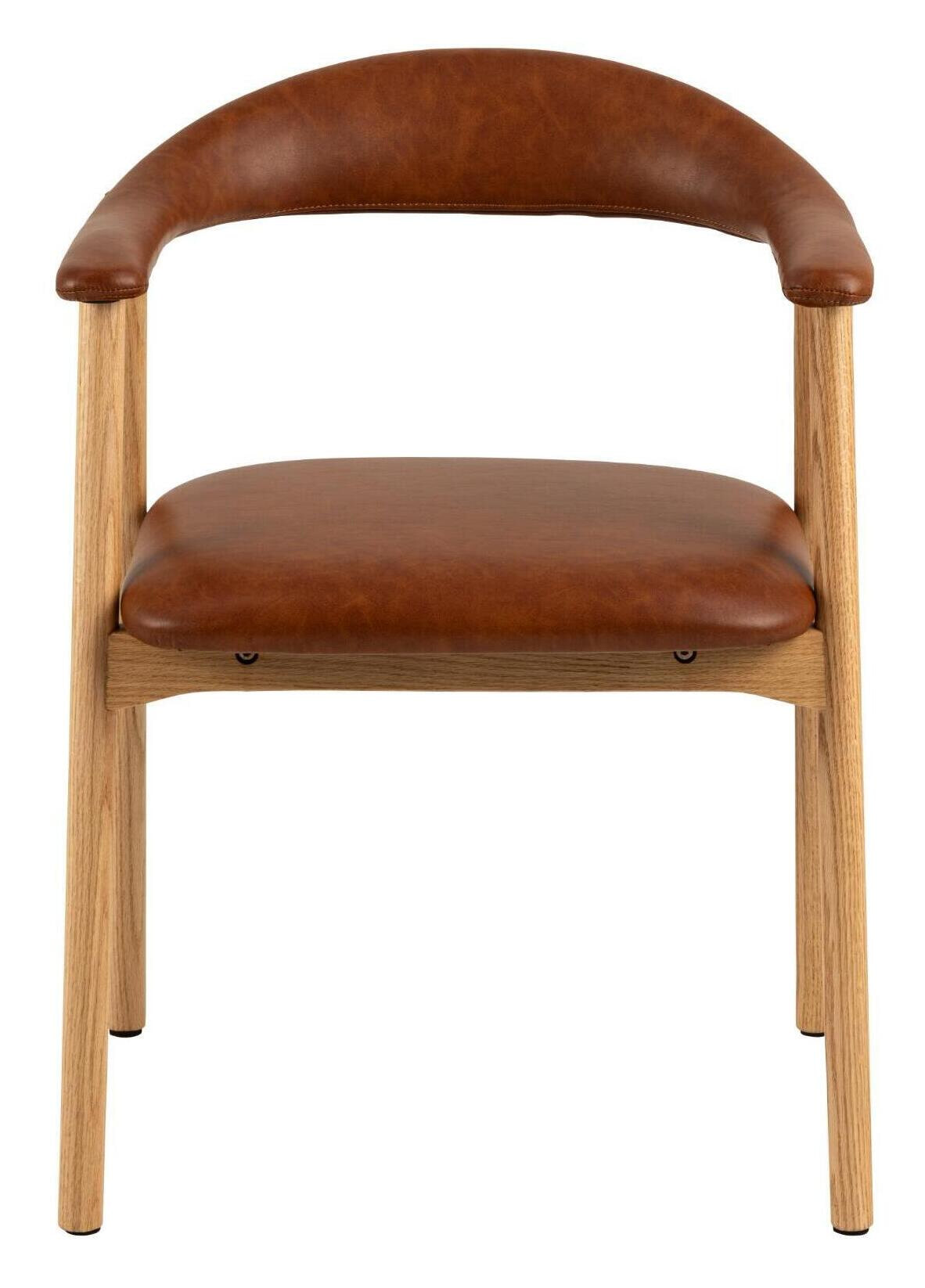 Bendt Eetkamerstoel 'Gerado' Eikenhout en PU leer, kleur Bruin