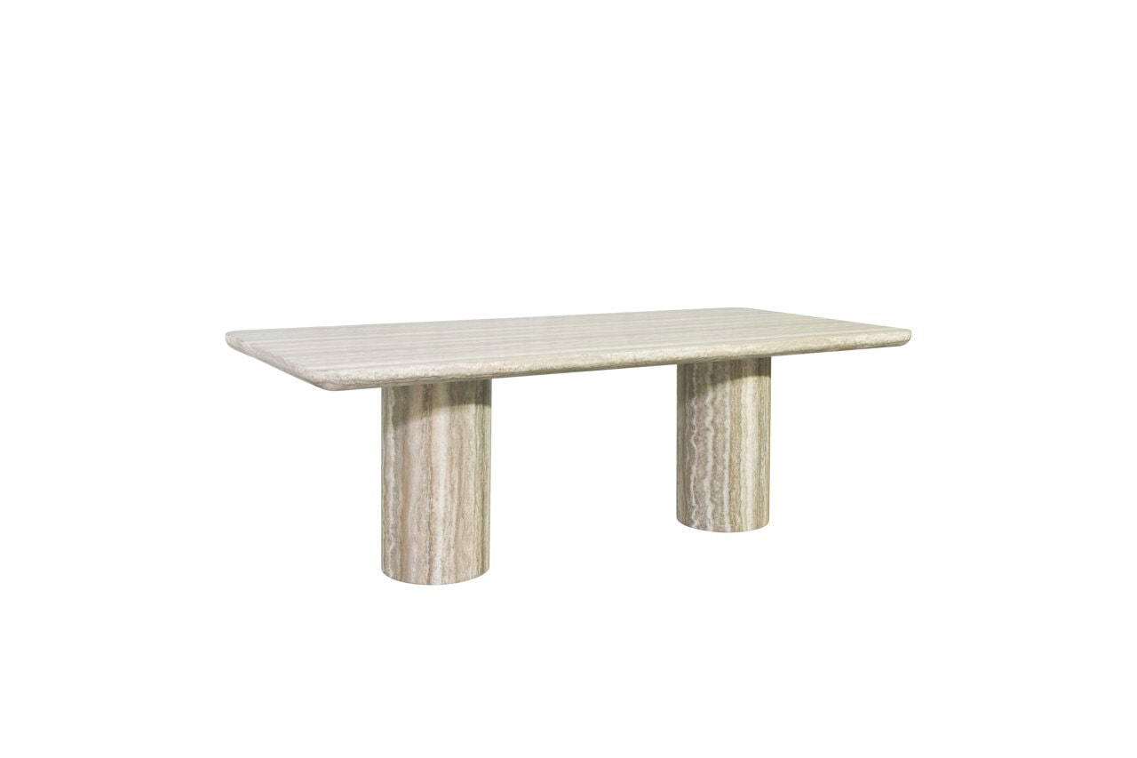 Richmond Interiors Richmond Eettafel Nebula Marmer en travertinlook, 225 x 100cm - Grijs