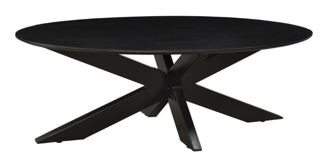 LivingFurn Ovale Salontafel 'Oslo' Mangohout, kleur Zwart, 130 cm