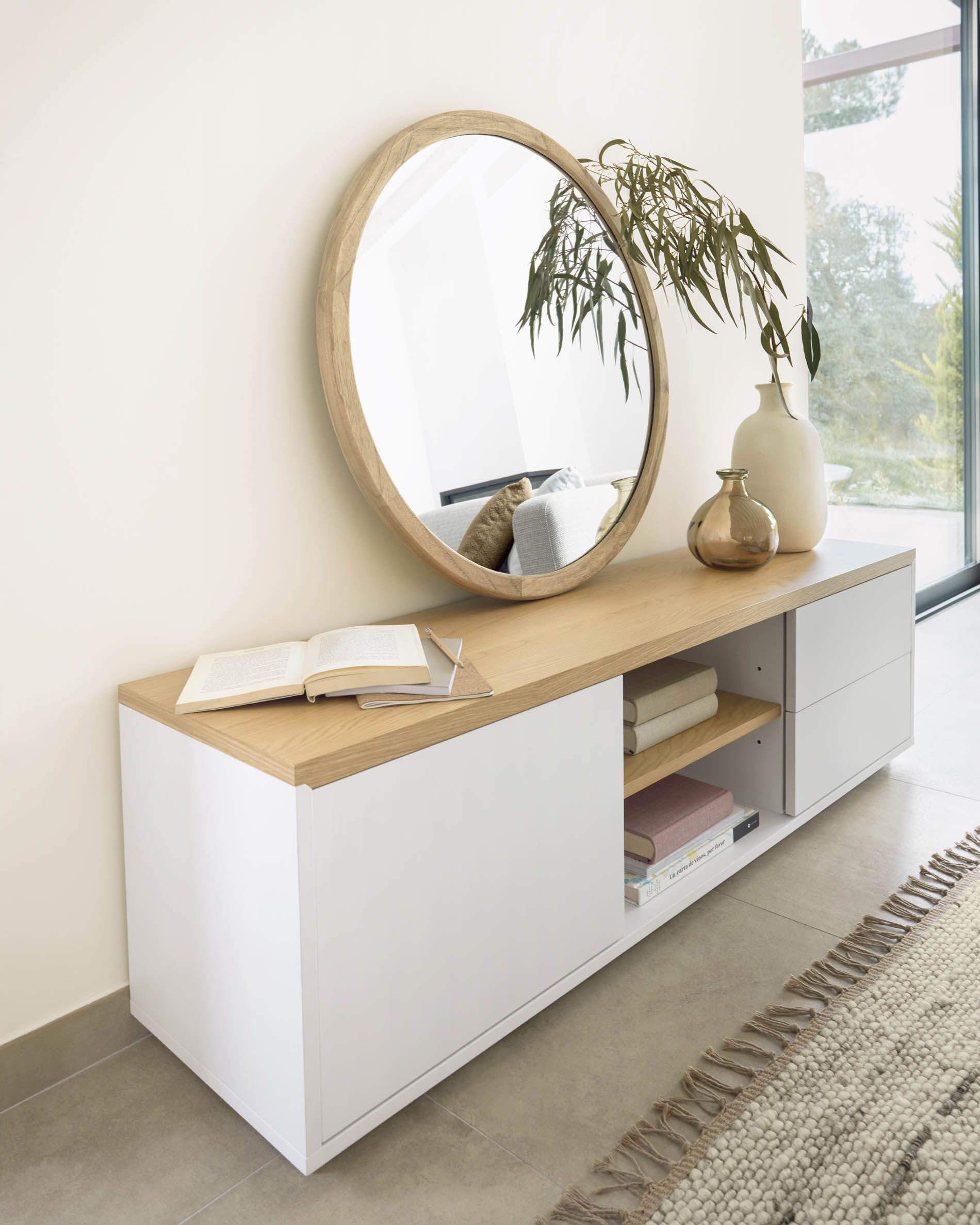 Kave Home TV-meubel 'Abilen' Eiken, 150 x 44cm, kleur Wit