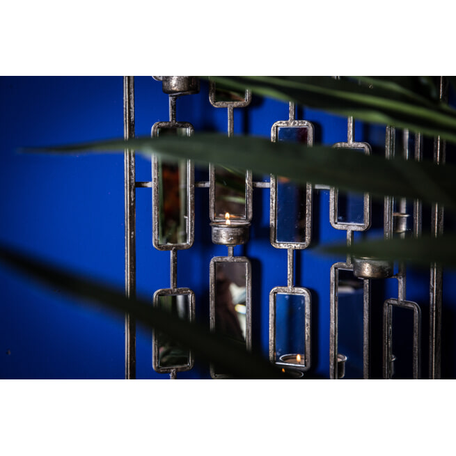 PTMD Spiegel met theelichthouders 'Elzer', Metaal en Glas, 122 x 35.5 x 10cm, kleur Grijs
