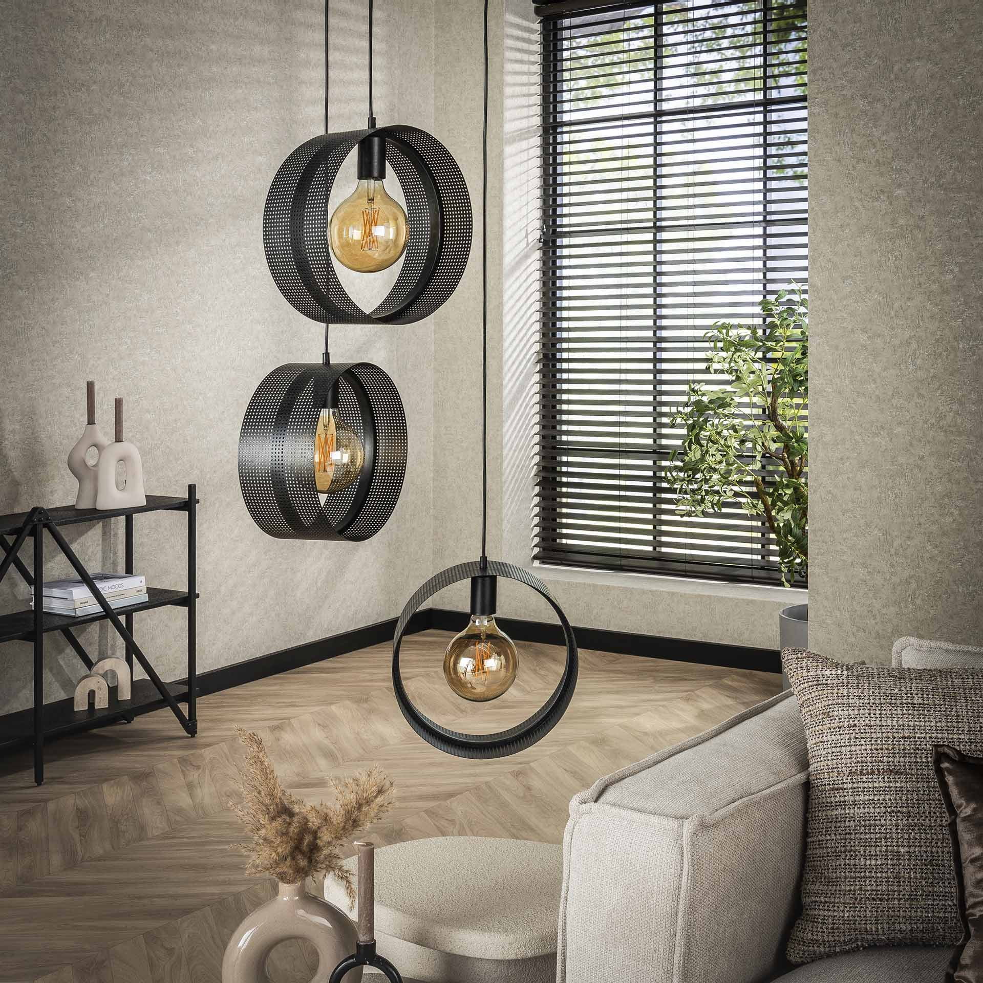 LifestyleFurn Hanglamp 'Dalvin' Charcoal finish, 3-lamps