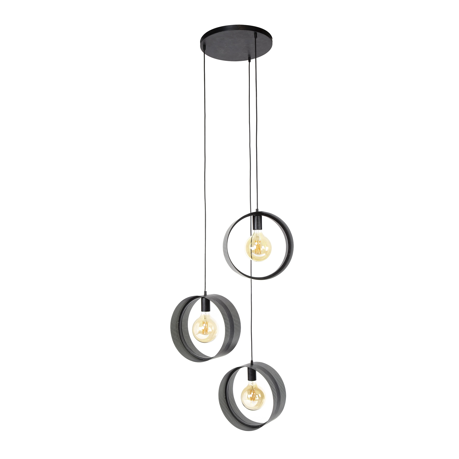 LifestyleFurn Hanglamp 'Dalvin' Charcoal finish, 3-lamps