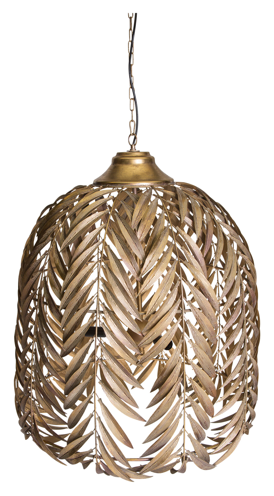 PTMD Mea Gold hanglamp metaal met palm blad design lang