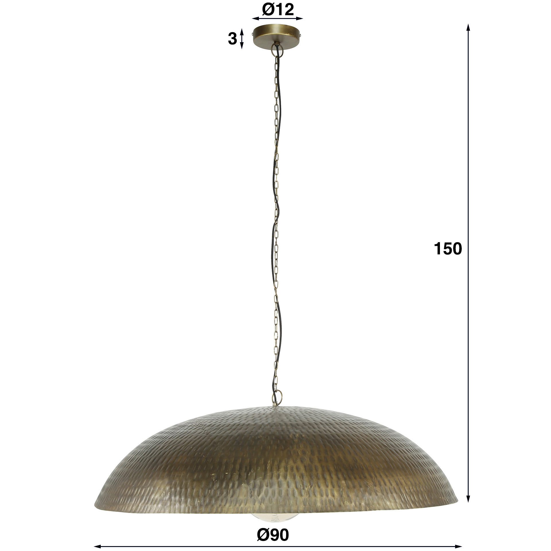 LifestyleFurn Hanglamp 'Lione' Ø90cm, kleur Brons Antiek