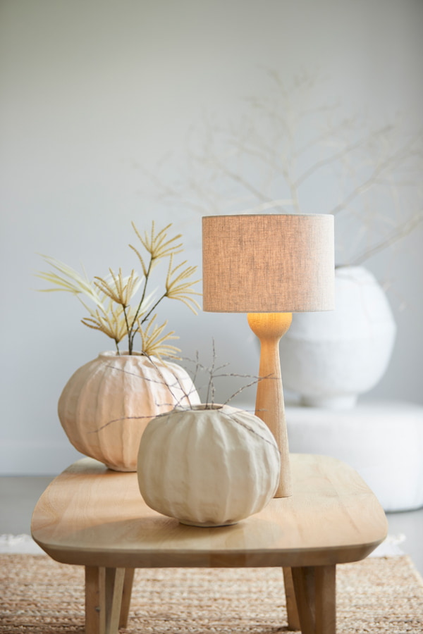Light & Living Tafellamp 'Festina' Mangohout, 33cm, kleur Naturel (excl. kap)