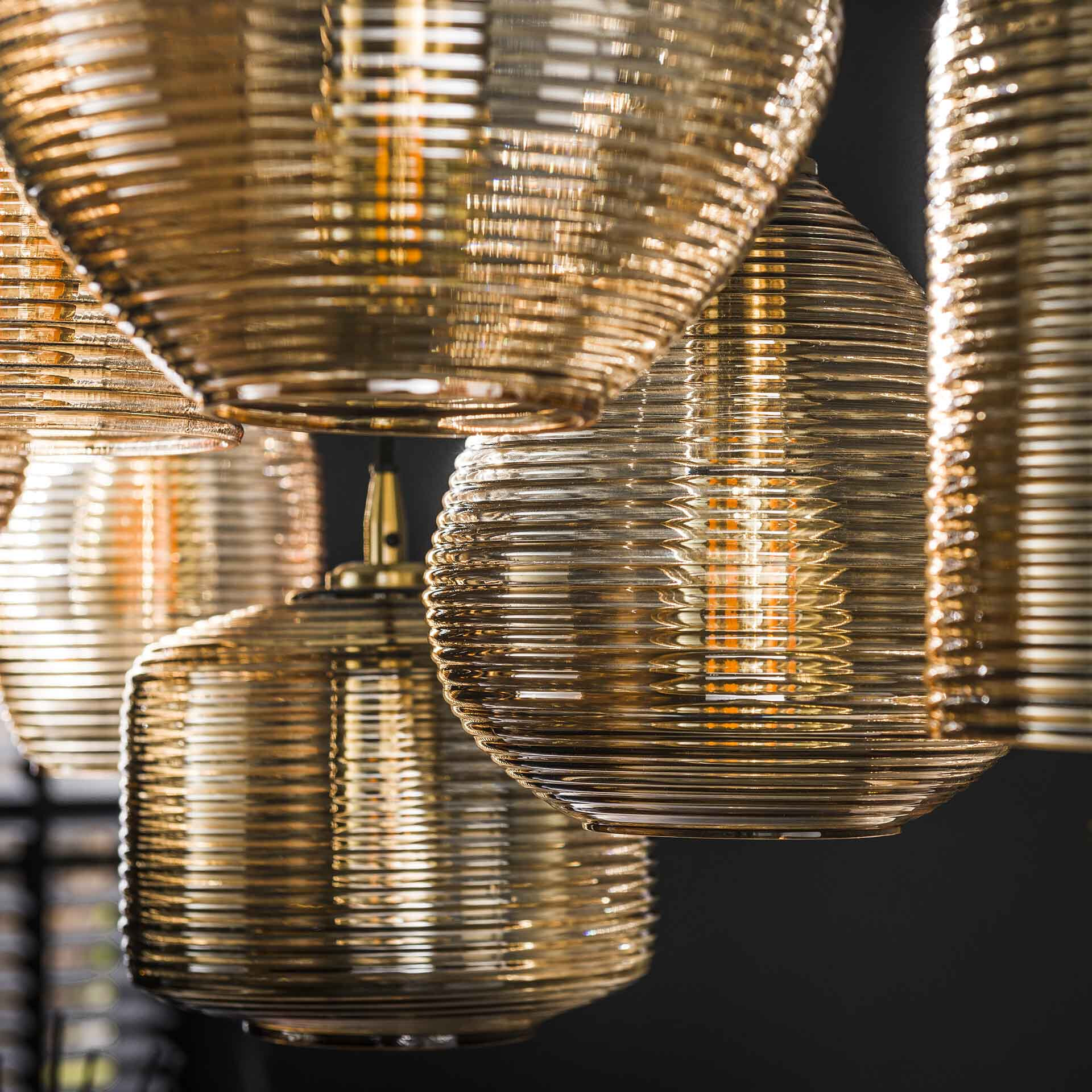 LifestyleFurn Hanglamp 'Kirin' Glas, 4+3-lamps
