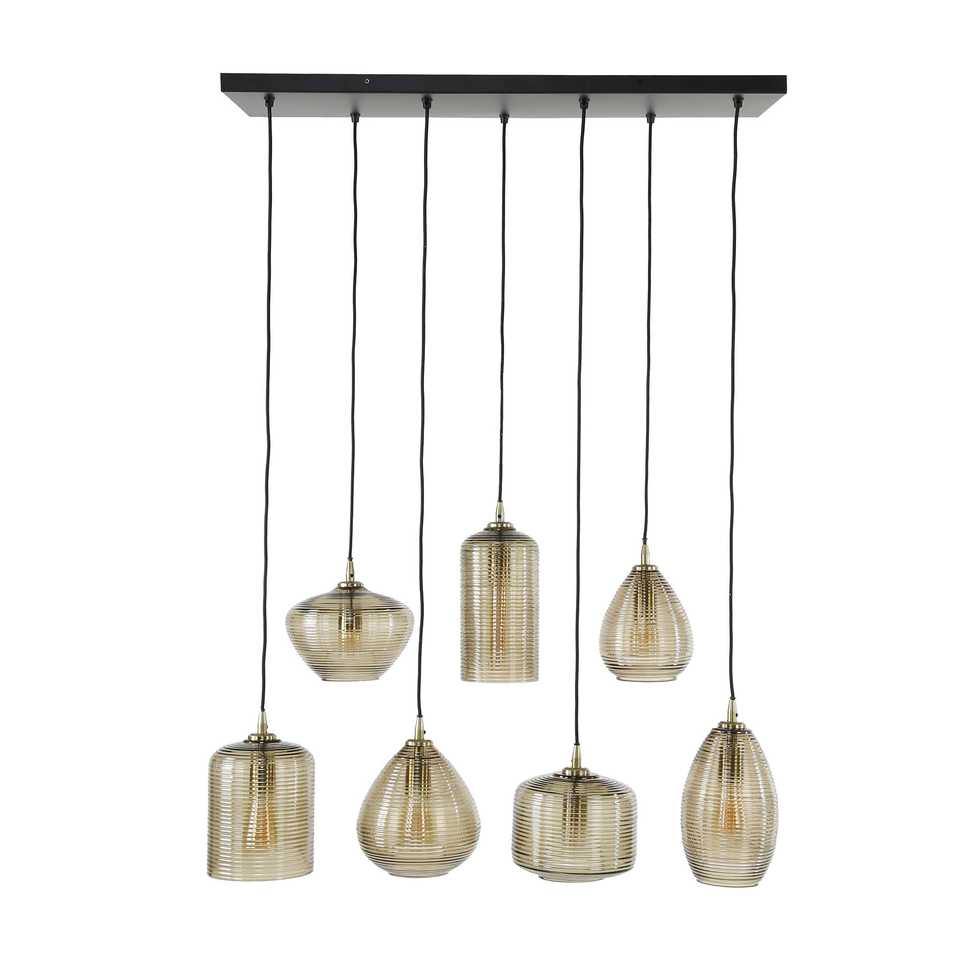 LifestyleFurn Hanglamp 'Kirin' Glas, 4+3-lamps