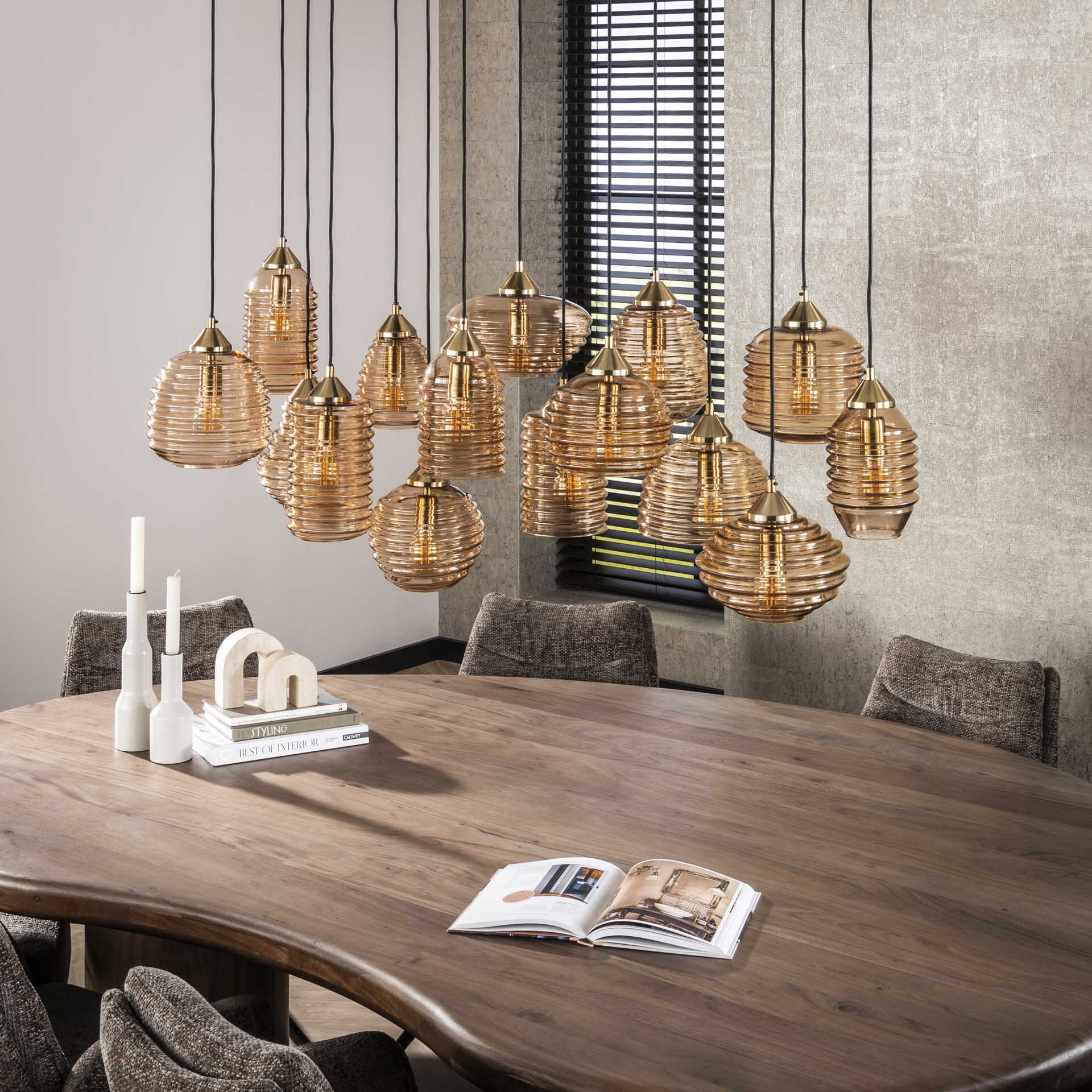 LifestyleFurn Hanglamp 'Tiera' 15-lamps, kleur Amber