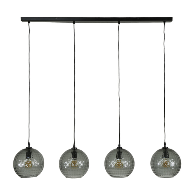 LifestyleFurn Hanglamp 'Reed' 4-lamps, kleur Smoke Grey
