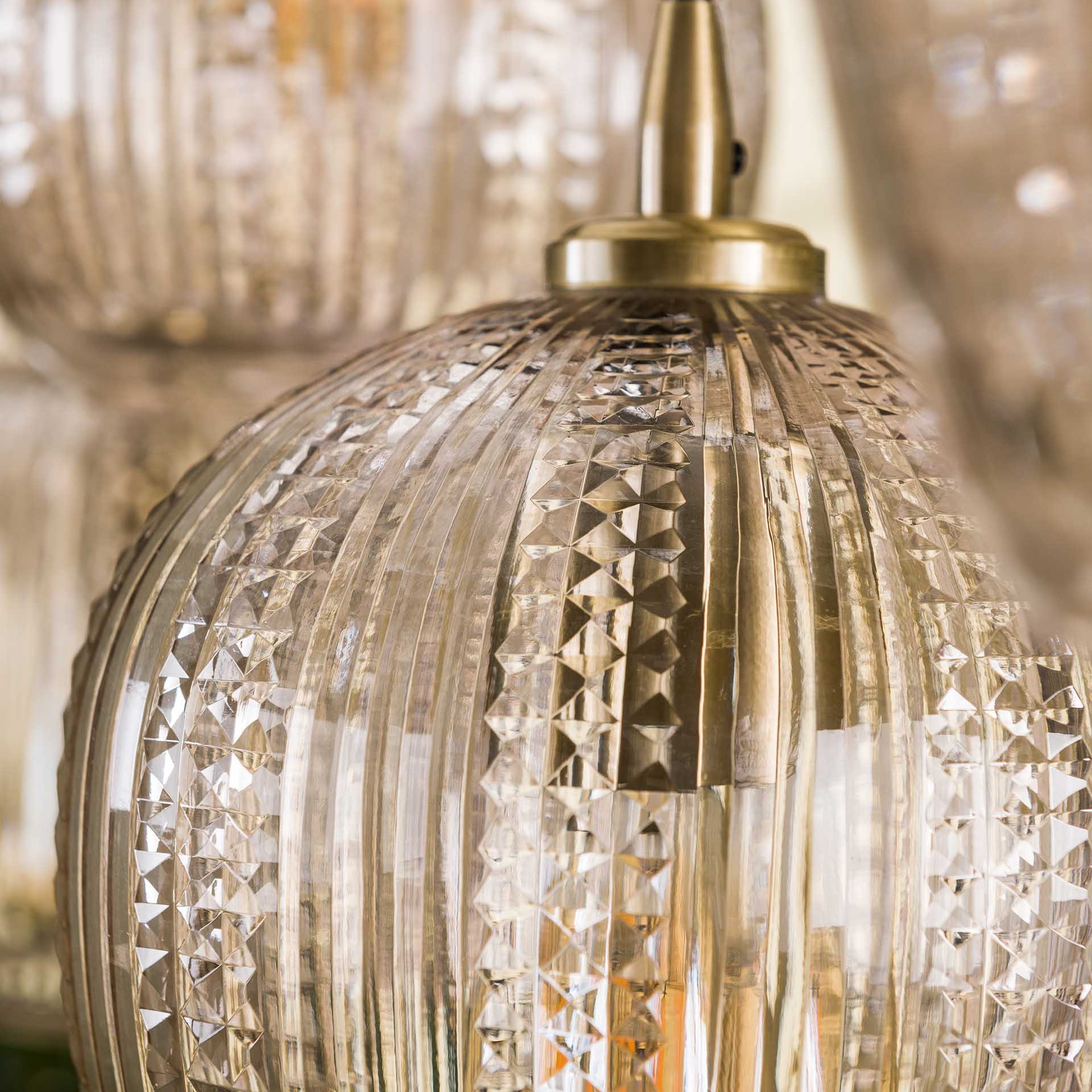 LifestyleFurn Hanglamp 'Damy' Diamond glas, 5-lamps, kleur Roze