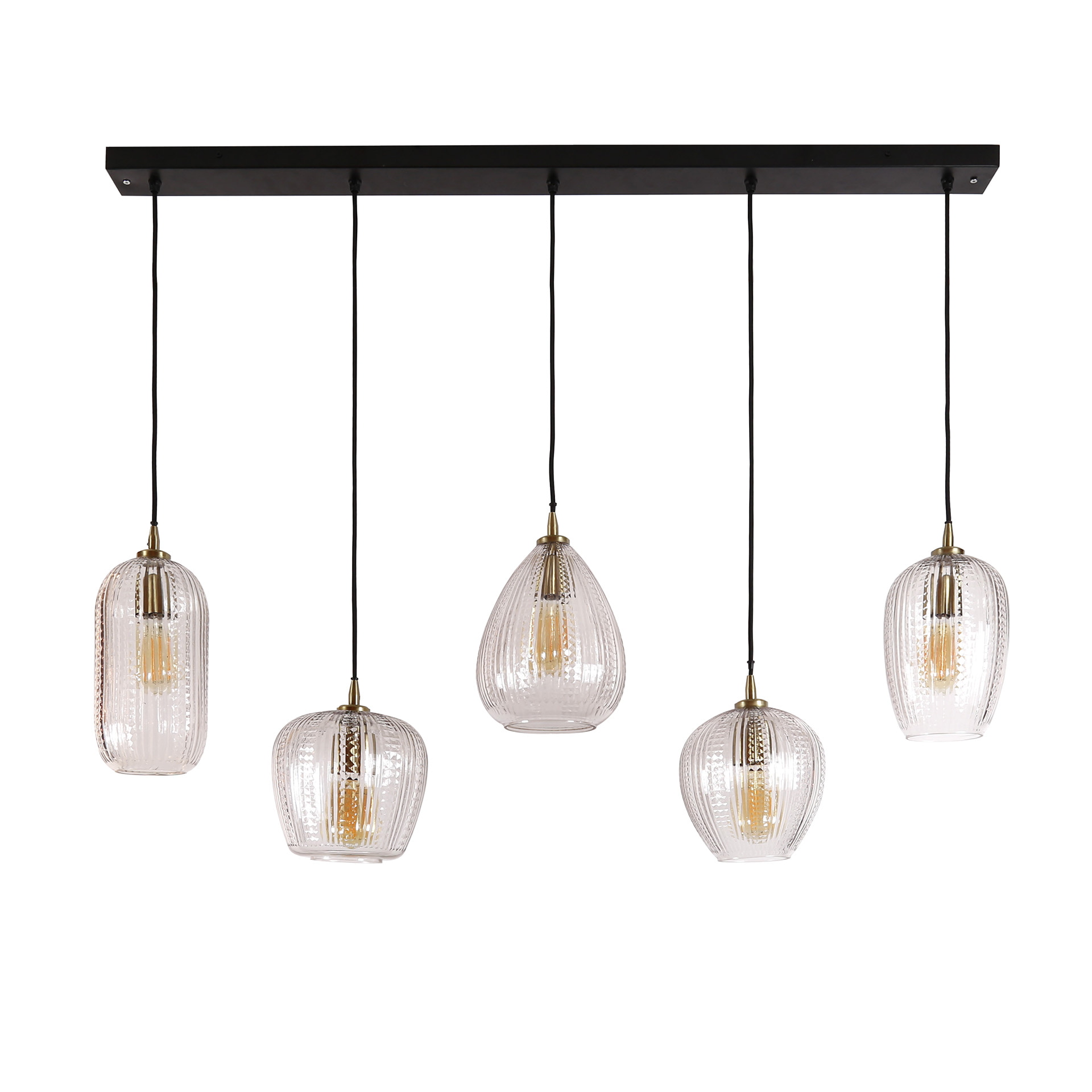 LifestyleFurn Hanglamp 'Damy' Diamond glas, 5-lamps, kleur Roze