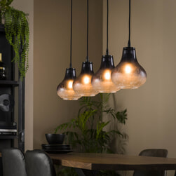 LifestyleFurn Hanglamp 'Amar' 4-lamps, kleur Grijs