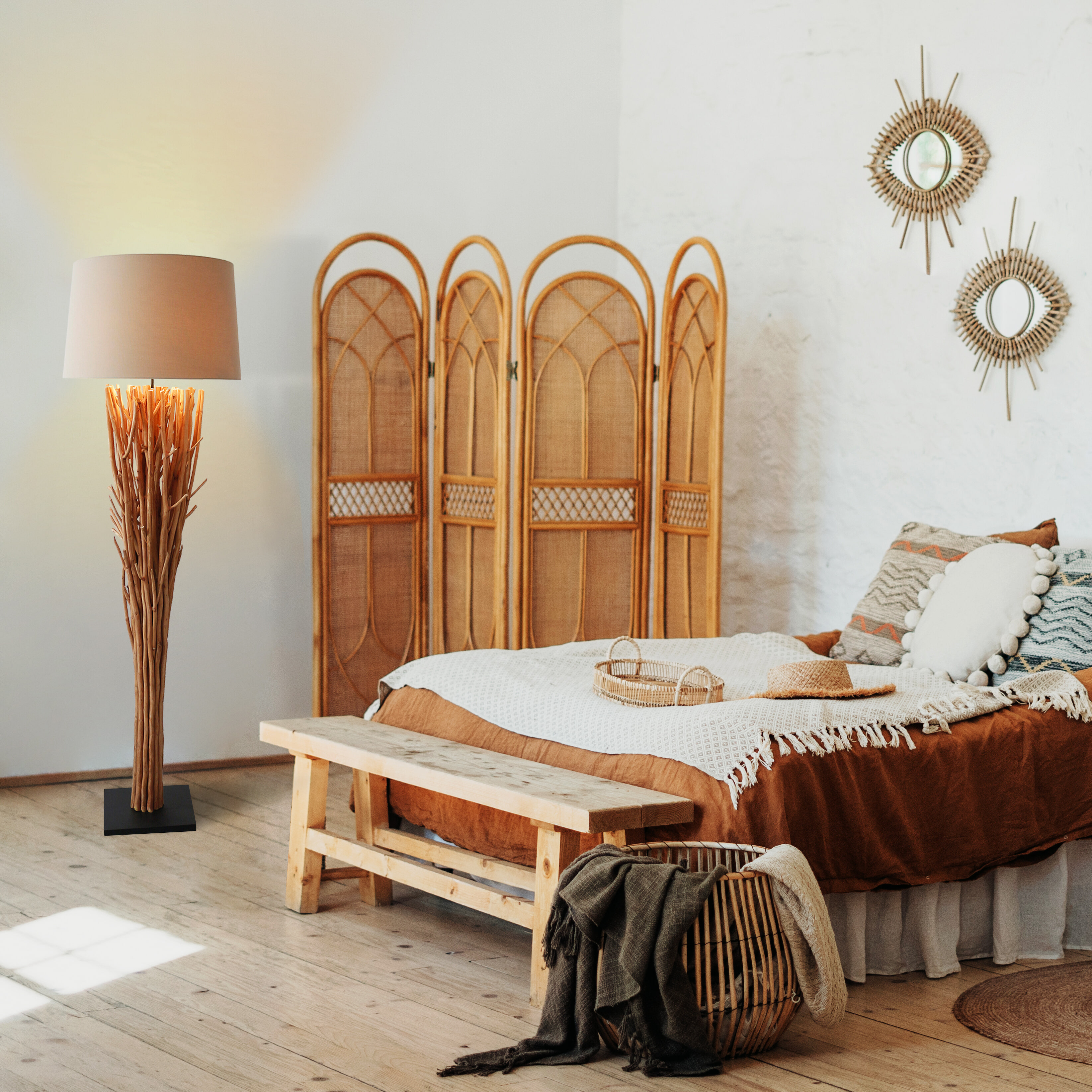 Artistiq Vloerlamp 'Rhoderick' Drijfhout, kleur Naturel