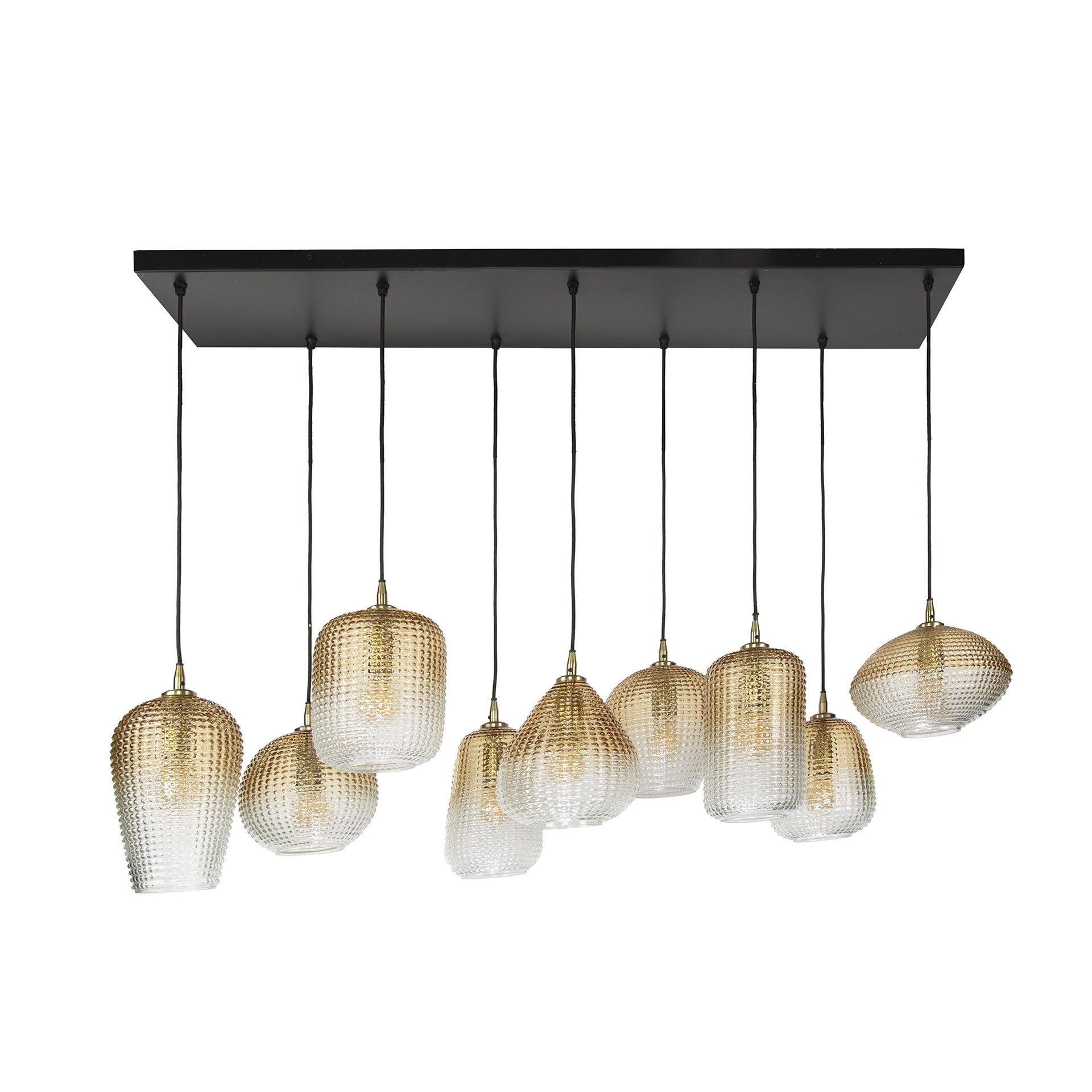 LifestyleFurn Hanglamp 'Tamecka' 9-lamps, kleur Amber