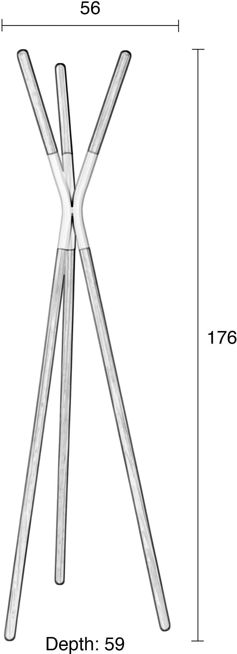 Zuiver Kapstok 'Pinnacle' 176cm hoog, kleur Donkergrijs/Naturel