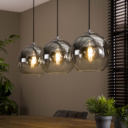 LifestyleFurn Hanglamp 'Bubble Shaded' 3-lamps met glazen kappen