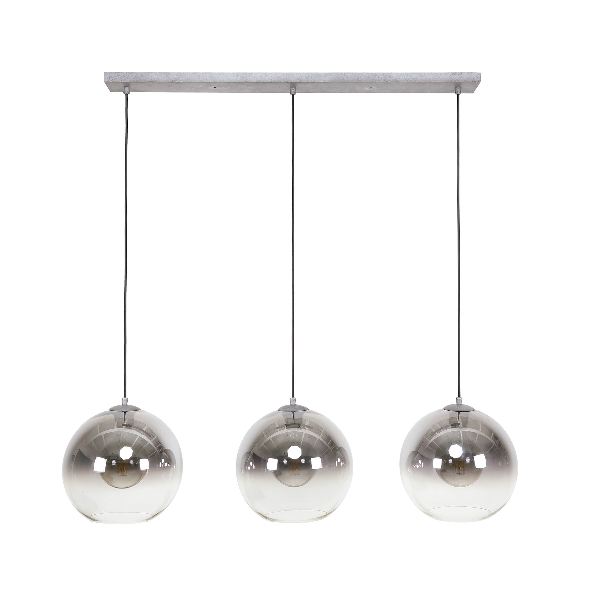 LifestyleFurn Hanglamp 'Wynetta' met 3 smoke-glas bollen, kleur Zilver
