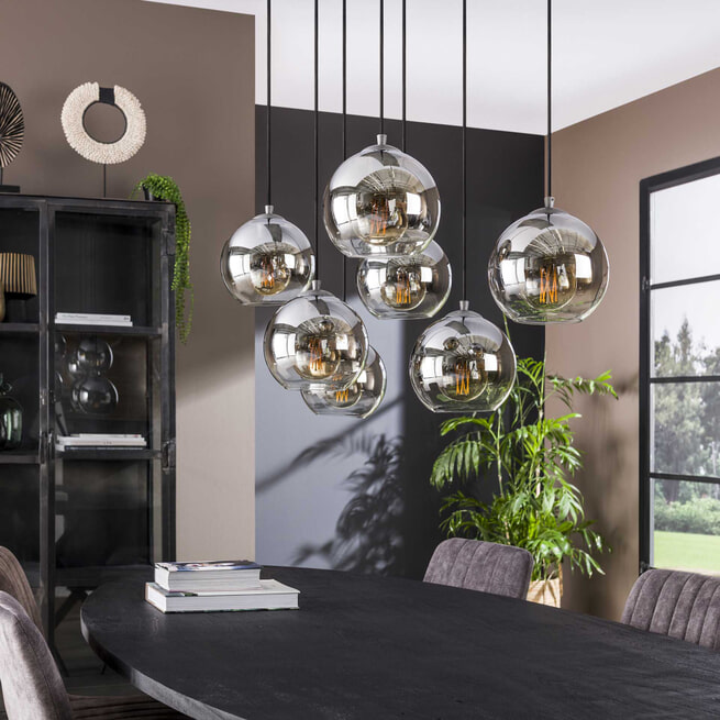 Hanglamp 'Bubble Shaded' 7-lamps met glazen kappen