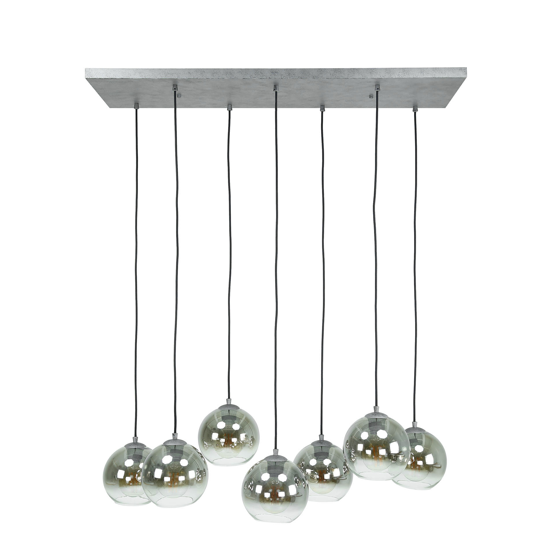 Hanglamp 'Bubble Shaded' met 7 smoke-glas bollen