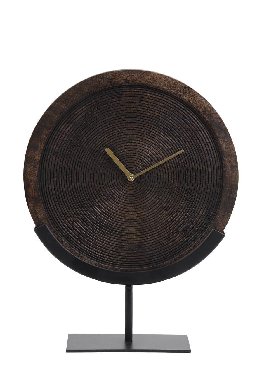 Light & Living Klok 'Kamudi' op voet, hout bruin-mat zwart Light & Living Klok 'Kamudi' op voet, hout bruin-mat zwart