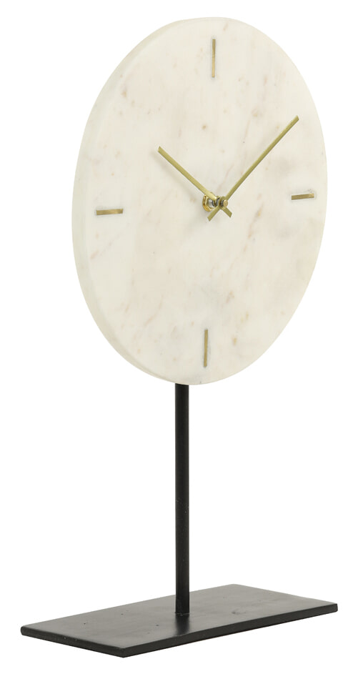 Light & Living Klok 'Moreno' op voet, kleur Wit Marmer