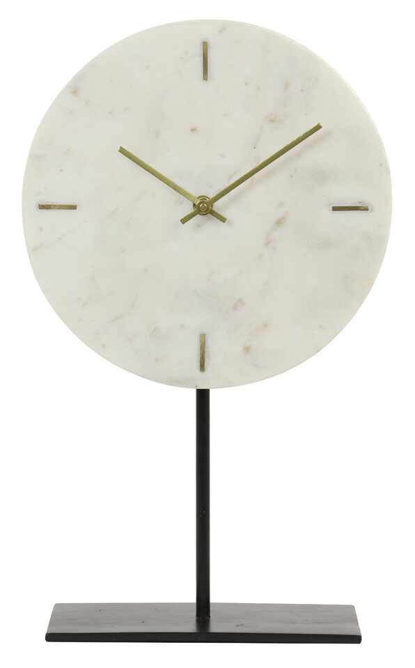 Light & Living Klok 'Moreno' op voet, kleur Wit Marmer