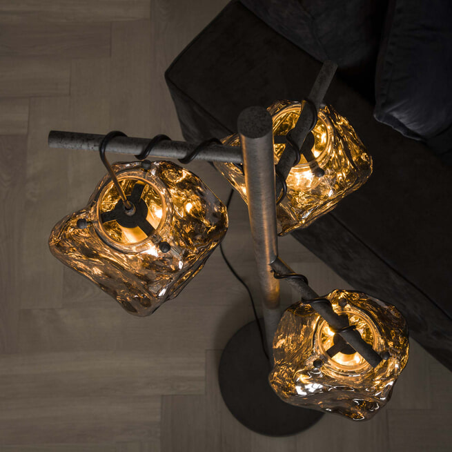 LifestyleFurn Vloerlamp 'Rock' 3-lamps, kleur Chromed