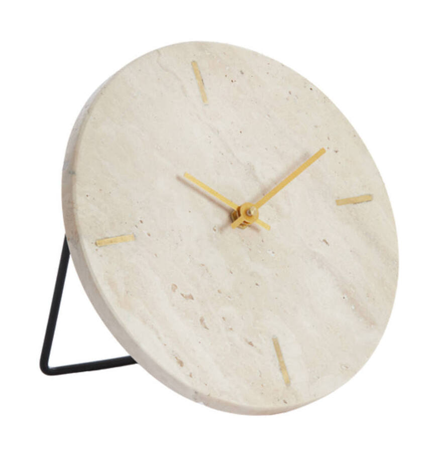 Light & Living Tafelklok Jenay Travertin, Ø20cm - Zand - Rond