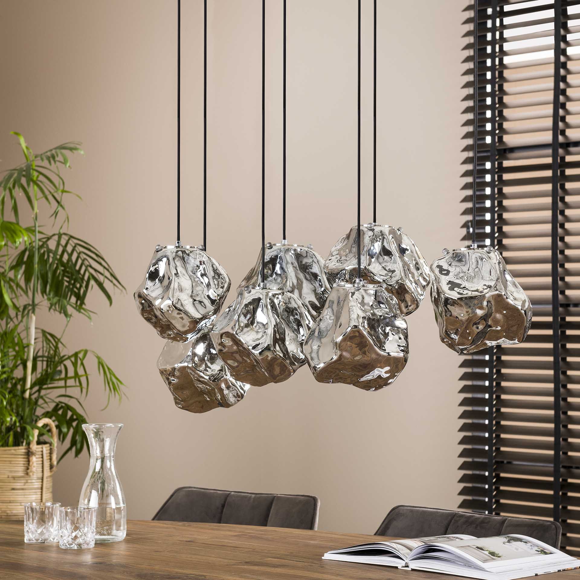 LifestyleFurn Hanglamp 'Rock' 7-lamps, kleur Chromed