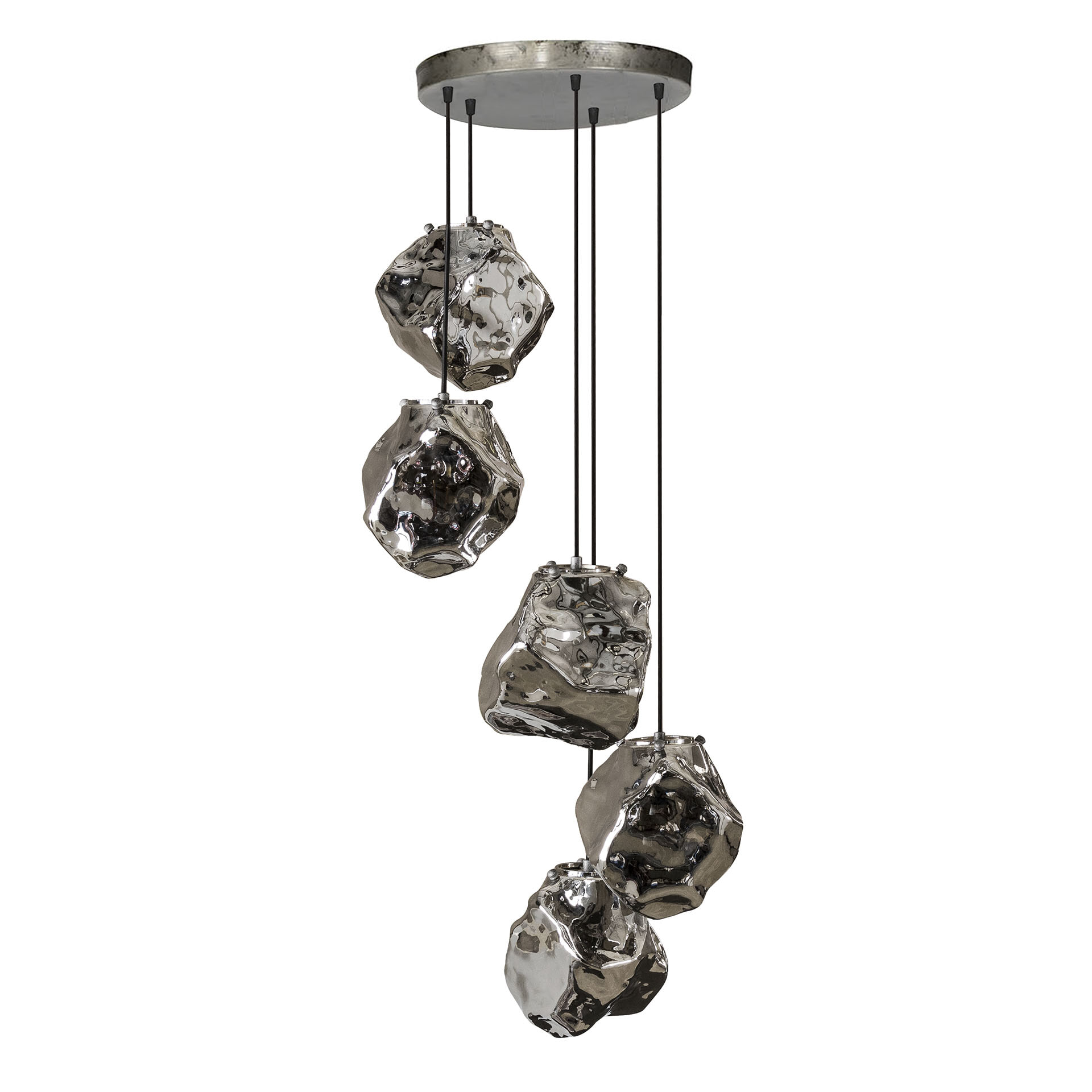LifestyleFurn Hanglamp 'Rock' 5-lamps, kleur Chromed
