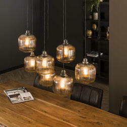 LifestyleFurn Hanglamp 'Hubert' 7-lamps, kleur Grijs