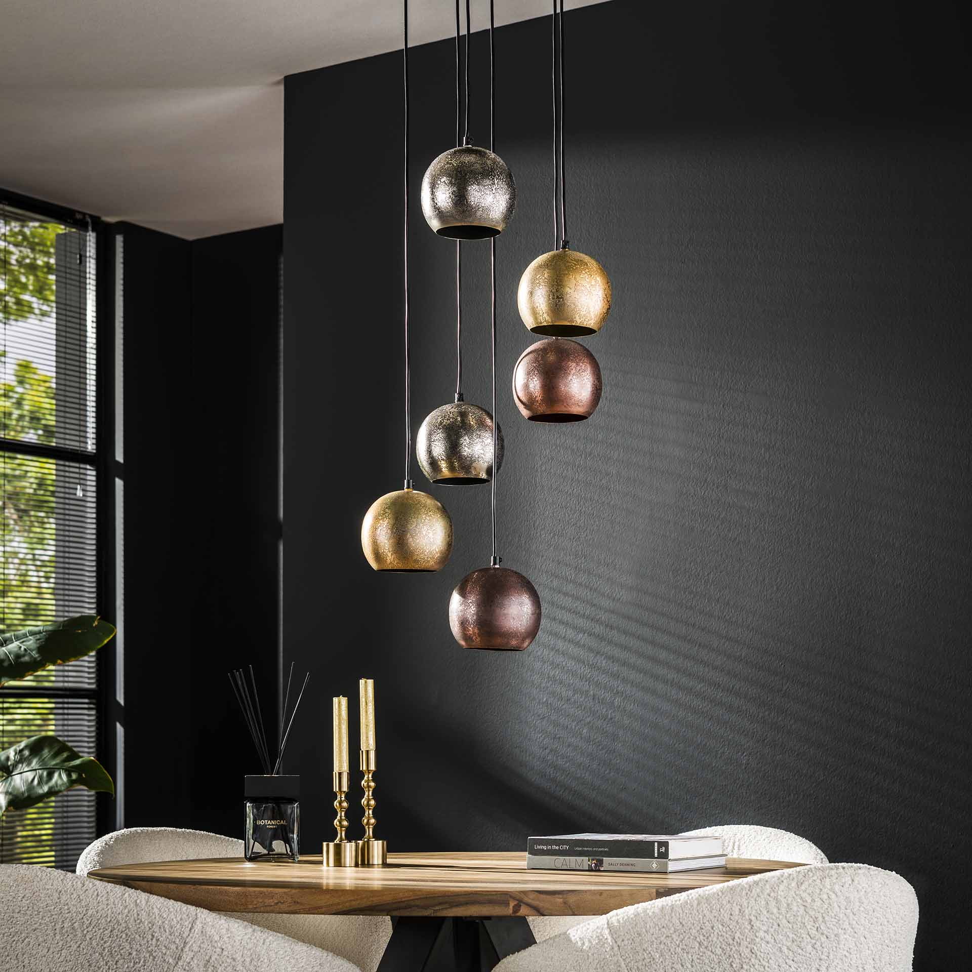 LifestyleFurn Hanglamp 'Shaketta' 6-lamps, Metal mix
