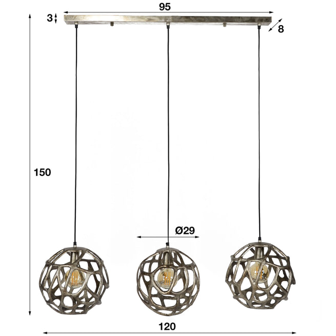 Hanglamp 'Lydia' 3-lamps Ø29cm