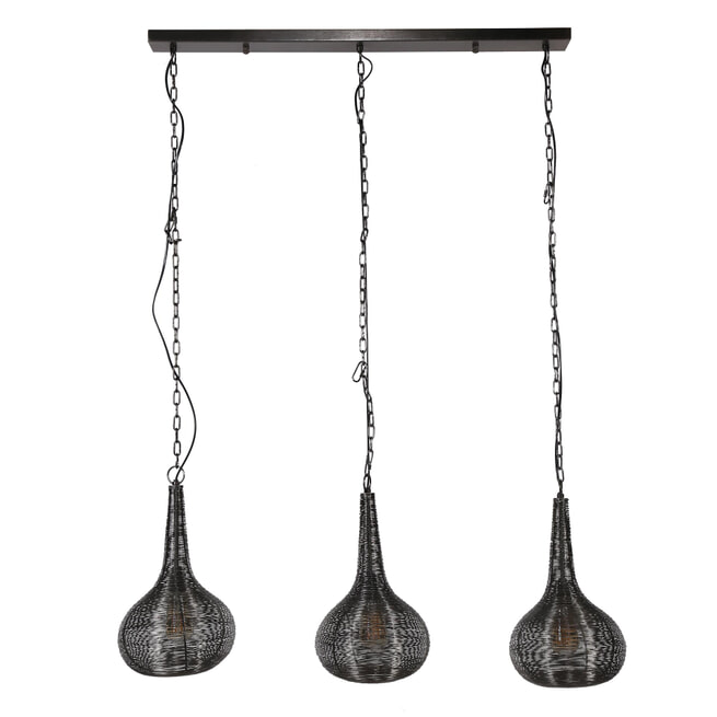 Hanglamp 'Derek' 3-lamps, kleur Antiek Nikkel