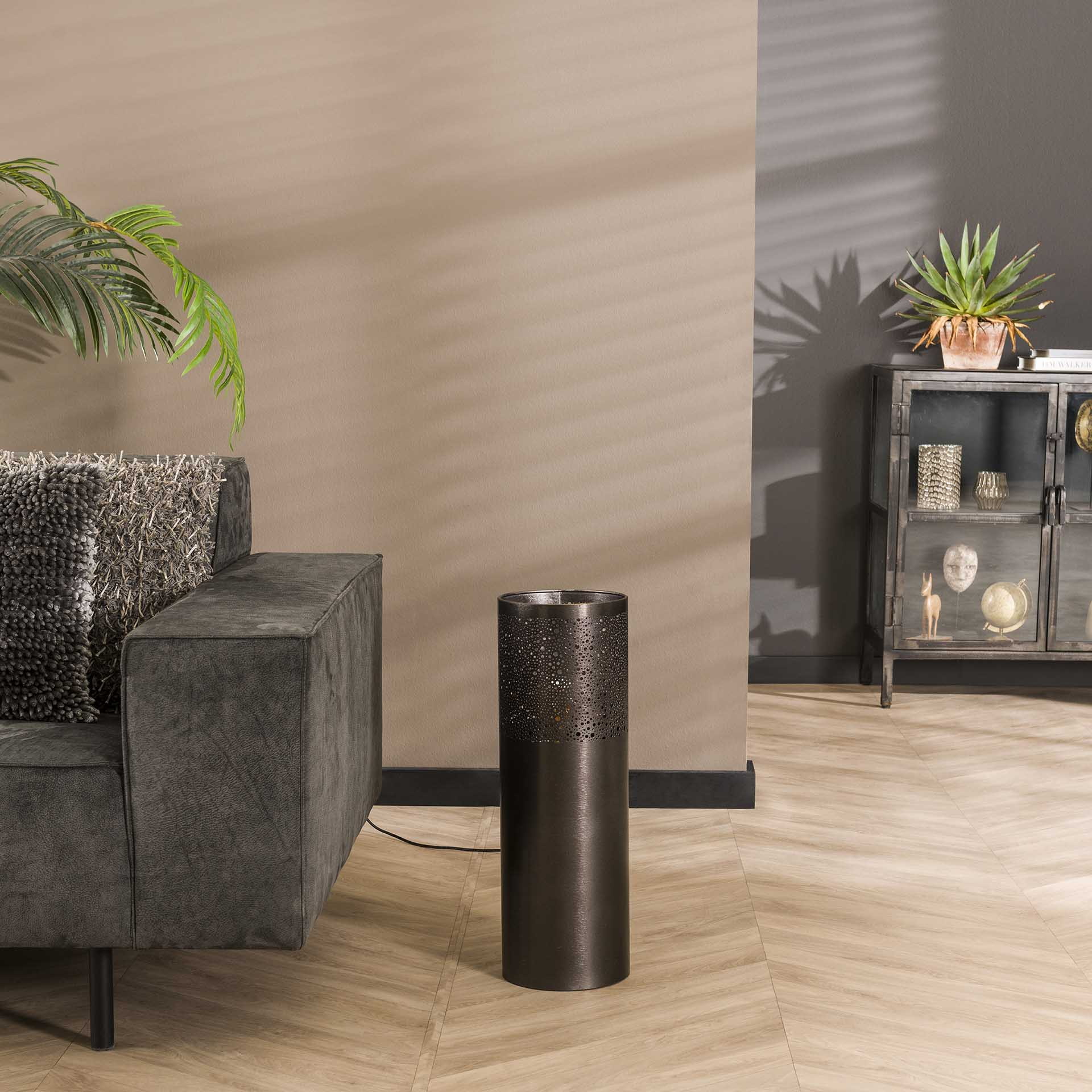 LifestyleFurn Vloerlamp 'Bryston' 60cm hoog, kleur Zwart Nikkel