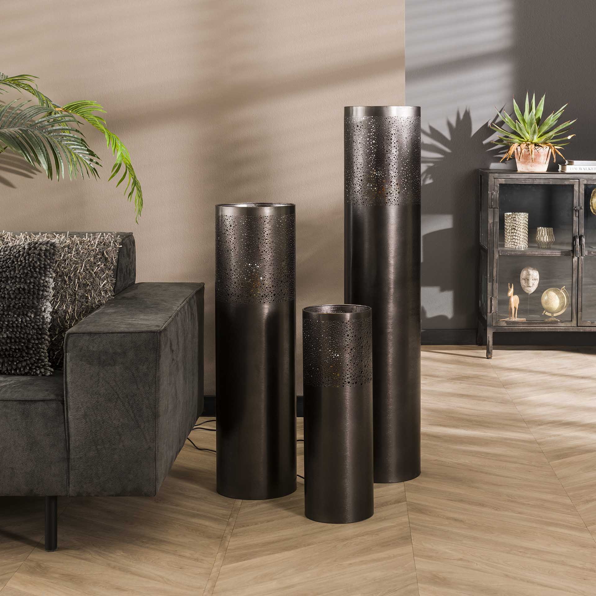 LifestyleFurn Vloerlamp 'Bryston' 60cm hoog, kleur Zwart Nikkel